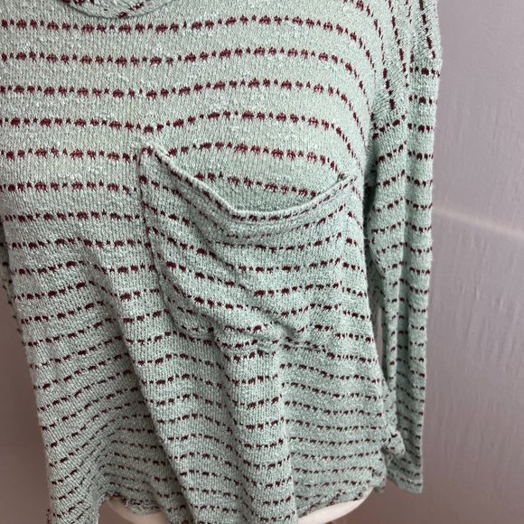 Free People Angel Island Striped Hacci Sweater Mint Green SZ SP - Picture 8 of 12